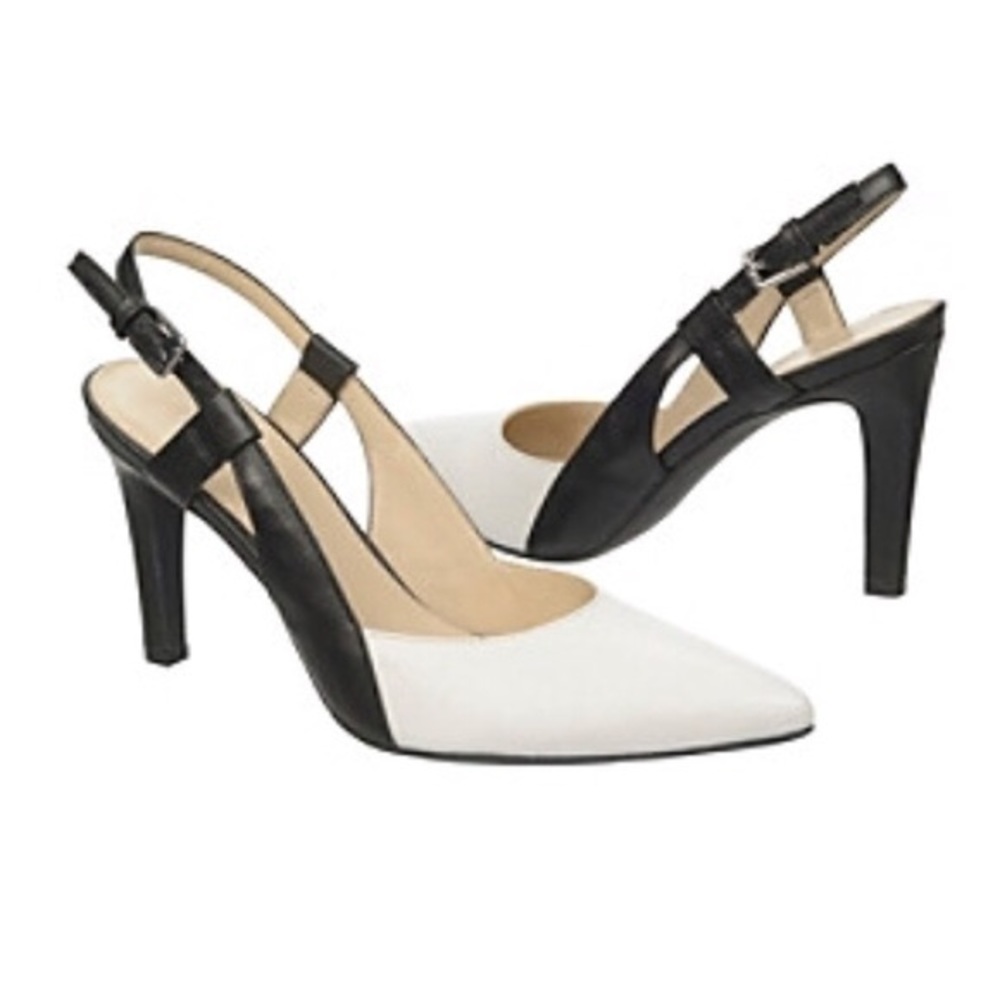 Franco Sarto black and white heels